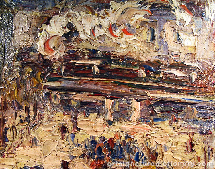 Close-up details showing Konstantin Alexeievich KOROVIN signature forgery characteristics