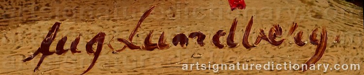 Authentic signature by August LUNDBERG on Painting/Watercolour artwork