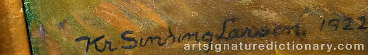 Authentic signature by Kristofer SINDING-LARSEN on  artwork