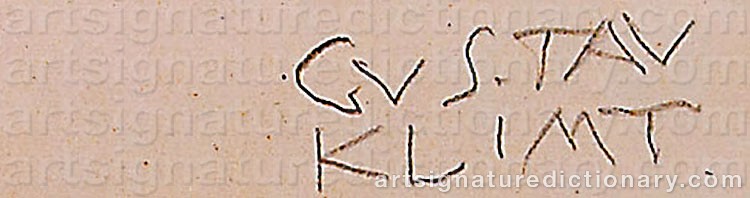 Authentic signature by Gustav KLIMT on artwork