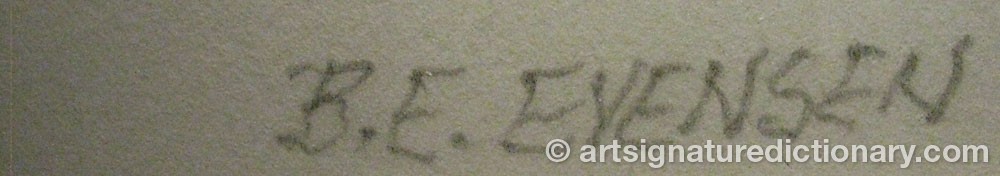 Authentic signature by Björn Erling EVENSEN on  artwork