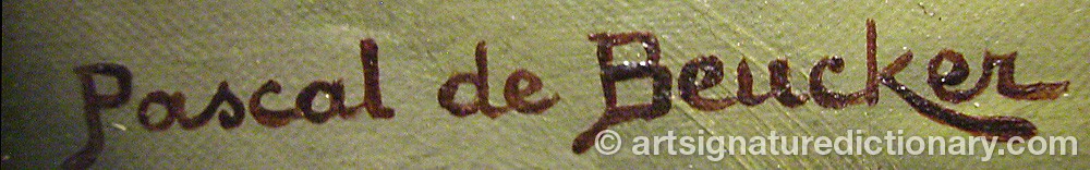 Authentic signature by Pascal De BEUCKER on  artwork