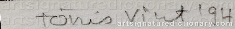 Authentic signature by Tonis VINT on  artwork