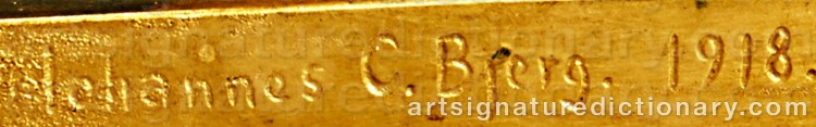 Authentic signature by Johannes C. BJERG on Sculpture artwork