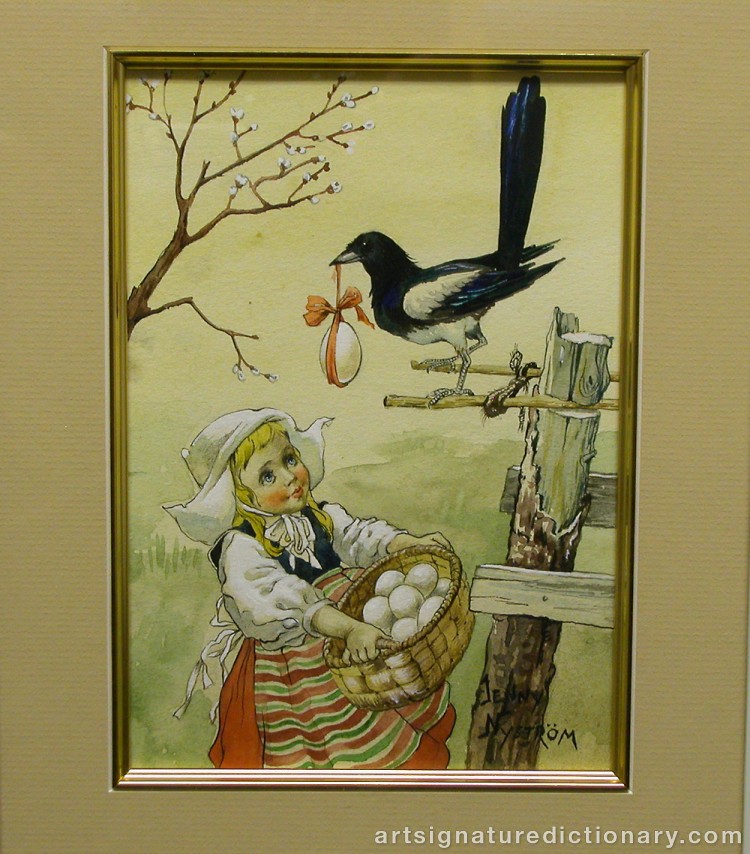 Close-up details showing Jenny NYSTRÖM signature forgery characteristics