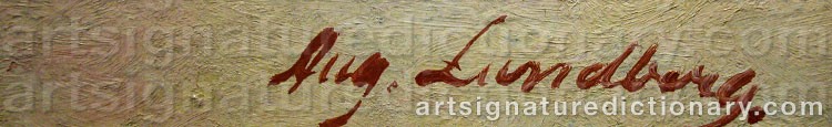 Authentic signature by August LUNDBERG on Painting/Watercolour artwork