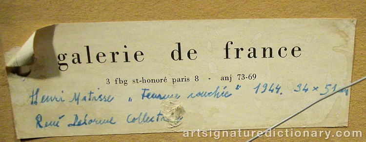 Close-up details showing Henri MATISSE signature forgery characteristics