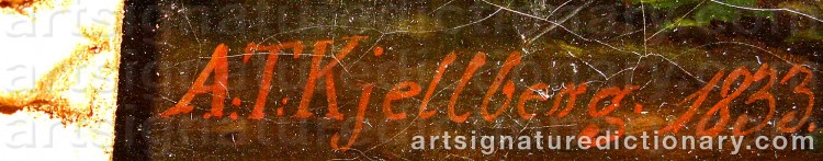 Authentic signature by Albert T KJELLBERG on Painting/Watercolour artwork