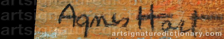 Authentic signature by Agnes HART on  artwork