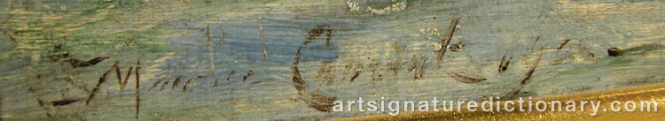 Authentic signature by Maurice François A. COURANT on  artwork