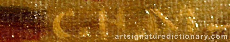 Authentic signature by Charles Henry MILLER on  artwork