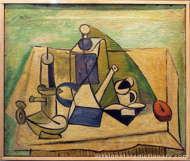 Close-up details showing Pablo PICASSO signature forgery characteristics