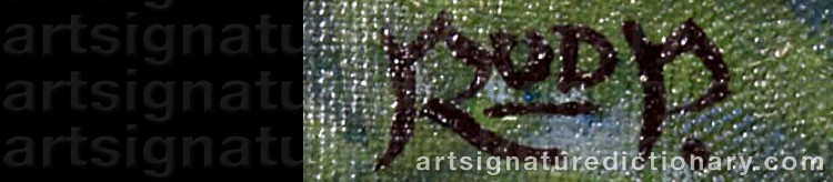 Authentic signature by Rudolf Rud PETERSEN on  artwork