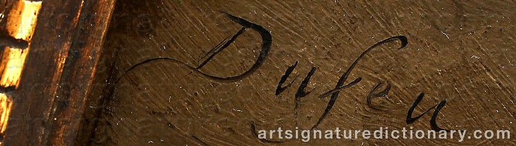 Authentic signature by Édouard-Jacques DUFEU on  artwork