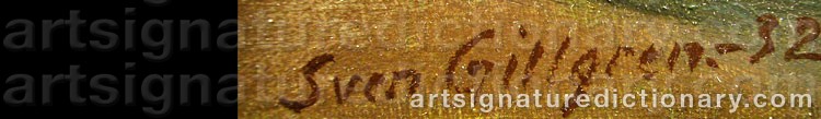 Authentic signature by Sven GILLGREN on artwork