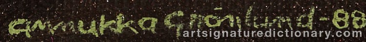 Authentic signature by Annukka GRÖNLUND on  artwork