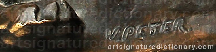 Authentic signature by Victor PETER on  artwork