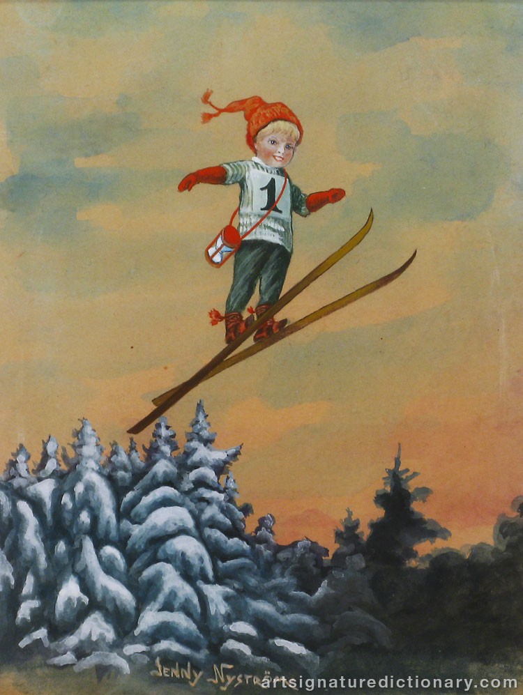 Close-up details showing Jenny NYSTRÖM signature forgery characteristics