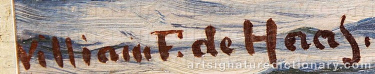 Authentic signature by William Frederick De HAAS on  artwork