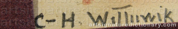 Authentic signature by Carl Herman WETTERWIK on artwork