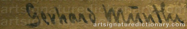 Authentic signature by Gerhard MUNTHE on  artwork