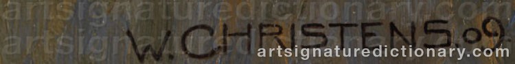Authentic signature by Wilhelm CHRISTENS on  artwork