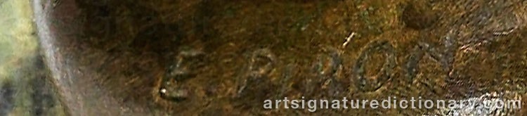 Authentic signature by Eugène Désiré PIRON on  artwork