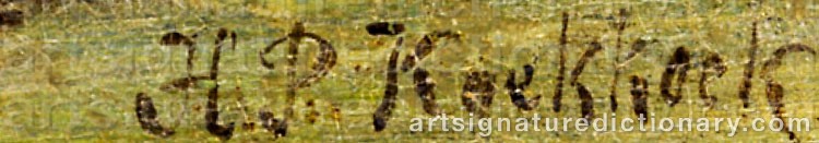 Authentic signature by Hendrik Pieter KOEKKOEK on  artwork