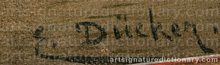 Authentic signature by Eugen Gustav DÜCKER on Painting/Watercolour artwork