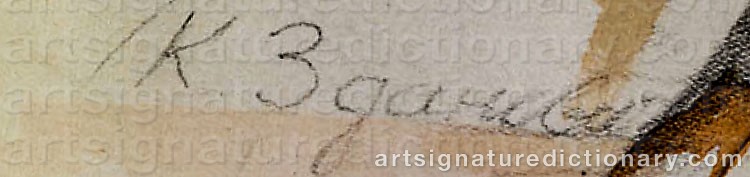 Authentic signature by Kirill Mikhailovich ZDANEVICH on artwork