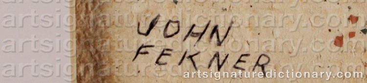 Authentic signature by John FEKNER on  artwork