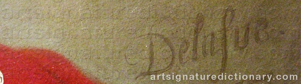 Authentic signature by DELAFUE on  artwork