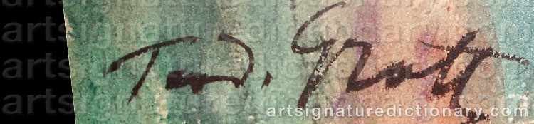 Authentic signature by Theodor GROTT on  artwork