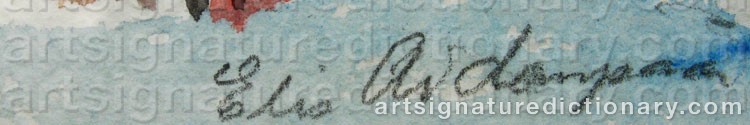 Authentic signature by Elis AIDANPÄÄ on  artwork