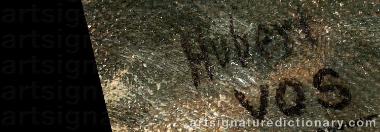 Authentic signature by Hubert VOS on  artwork