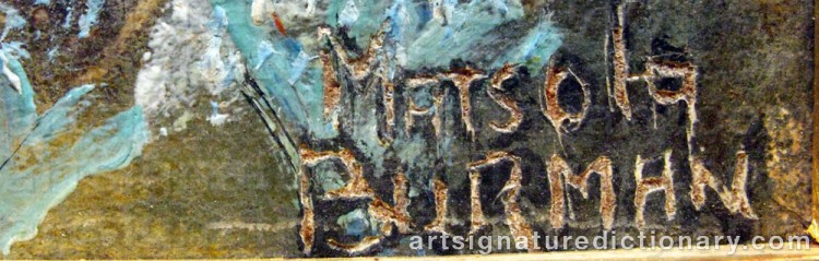 Authentic signature by Matsola BURMAN on artwork