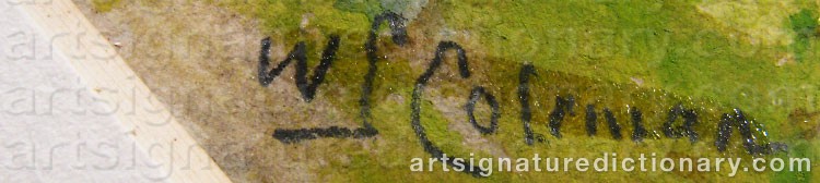 Authentic signature by William Stephen COLEMAN on  artwork
