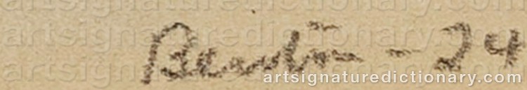 Authentic signature by Thomas Hart BENTON on Painting/Watercolour artwork
