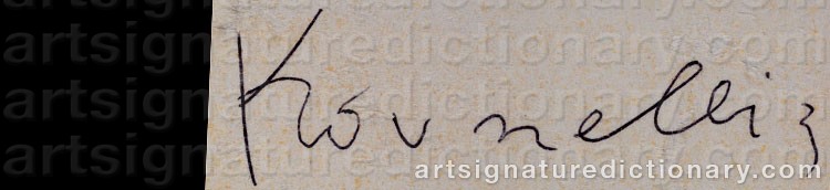 Authentic signature by Jannis KOUNELLIS on  artwork