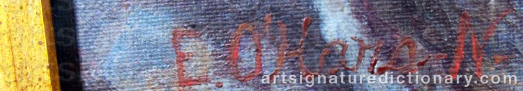 Authentic signature by Edith NORDLANDER O´HARA on  artwork