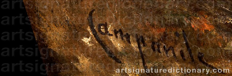 Authentic signature by Simone CAMPANILE on  artwork