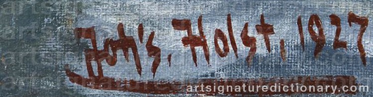 Authentic signature by Johannes HOLST on Painting/Watercolour artwork