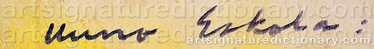 Authentic signature by Uuno ESKOLA on  artwork