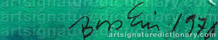 Authentic signature by Bror-Eric BERGQVIST on  artwork