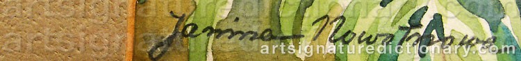 Authentic signature by Janina NOWOTNOWA on  artwork
