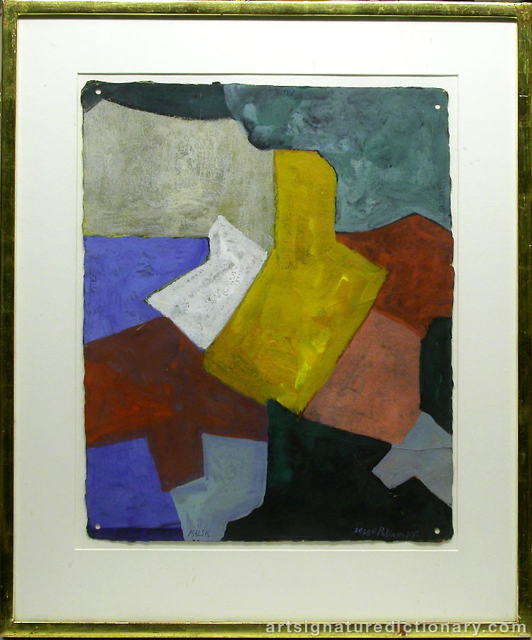 Close-up details showing Serge POLIAKOFF signature forgery characteristics