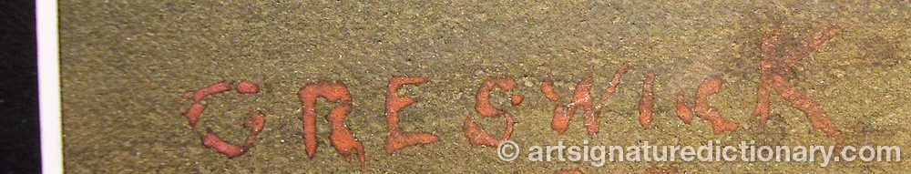 Authentic signature by Mortimer CRESWICK on  artwork