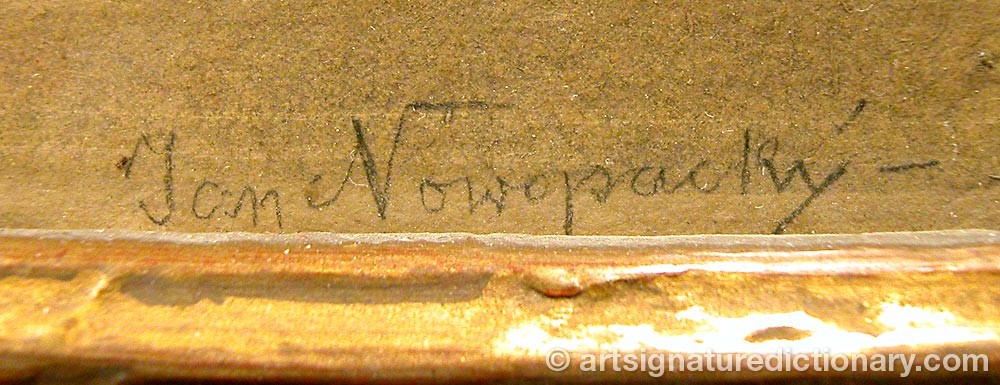 Authentic signature by Johann NOVOPACKY on  artwork
