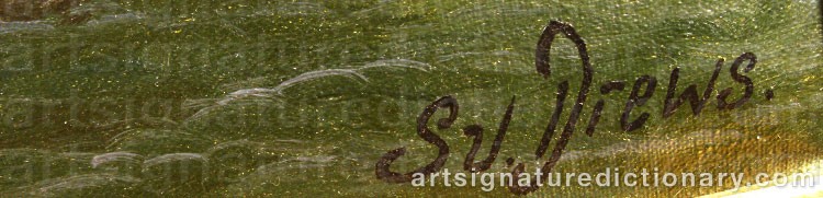 Authentic signature by Svend DREWS on artwork