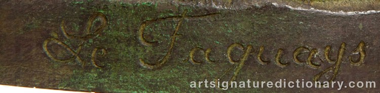 Authentic signature by Pierre Le FAGUAYS on Sculpture artwork